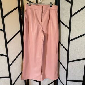 Pink Pleather Wide Leg Pants